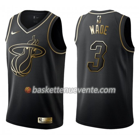 Maillot Basket Miami Heat Dwyane Wade 3 Nike Noir Gold Edition Swingman - Homme